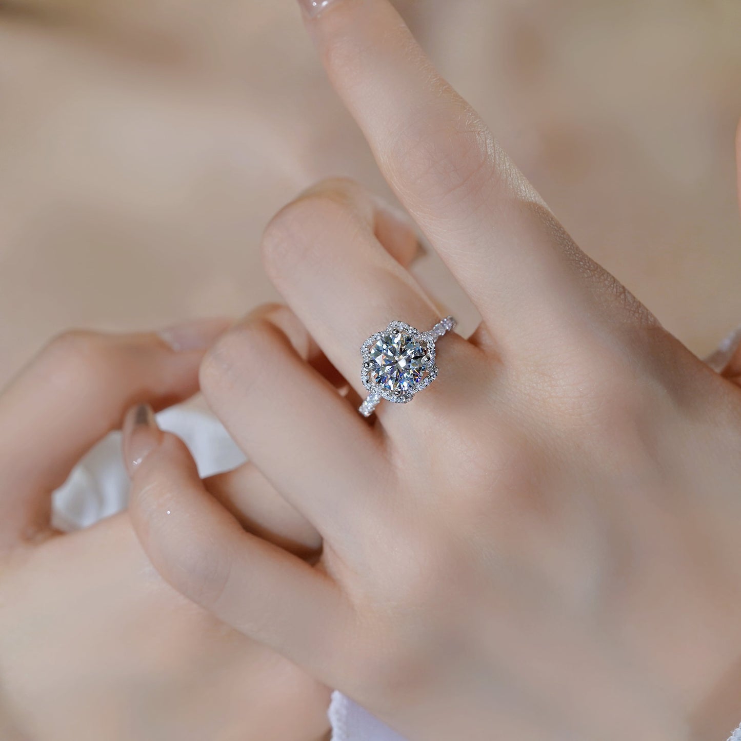 BEEUYOO 925 Sterling Silver Moissanite rings