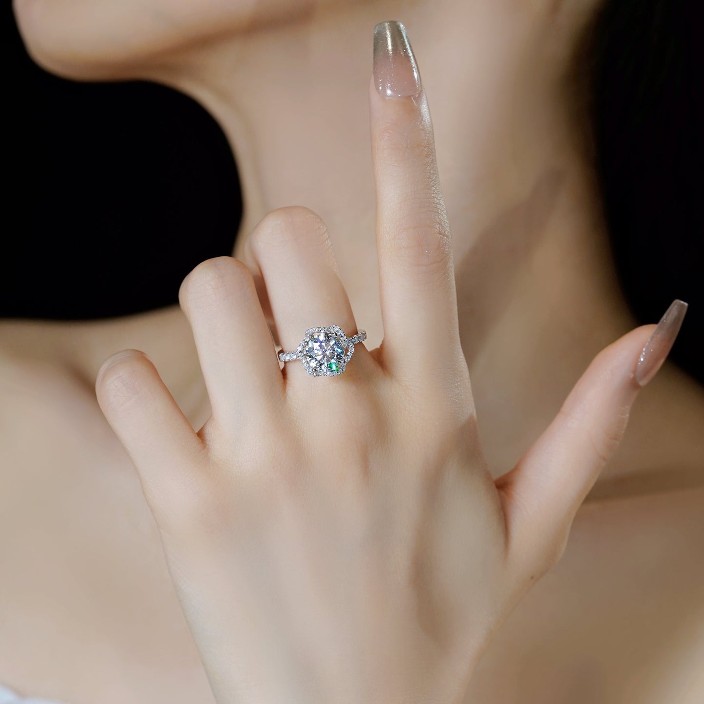 BEEUYOO 925 Sterling Silver Moissanite rings